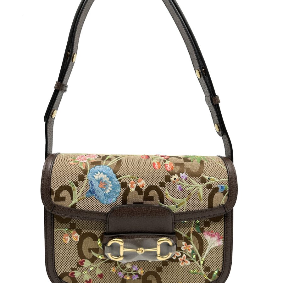 Horsebit Shoulder Bag Jumbo GG Flower Jacquard Small | Studio Nafay