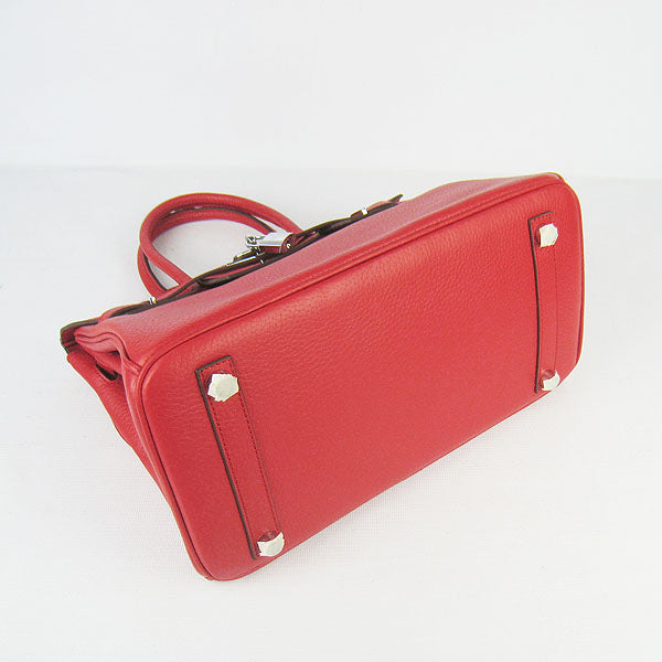 Hermes Birkin 30cm Togo Leather Handbags Red Silver | Studio Nafay