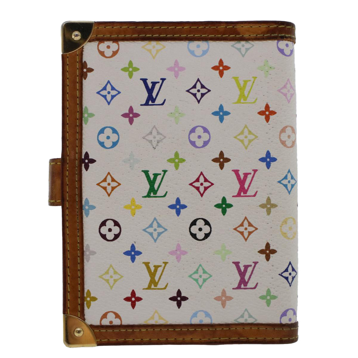 LOUIS VUITTON Multicolor Agenda PM Day Planner Cover White LV Auth 50005