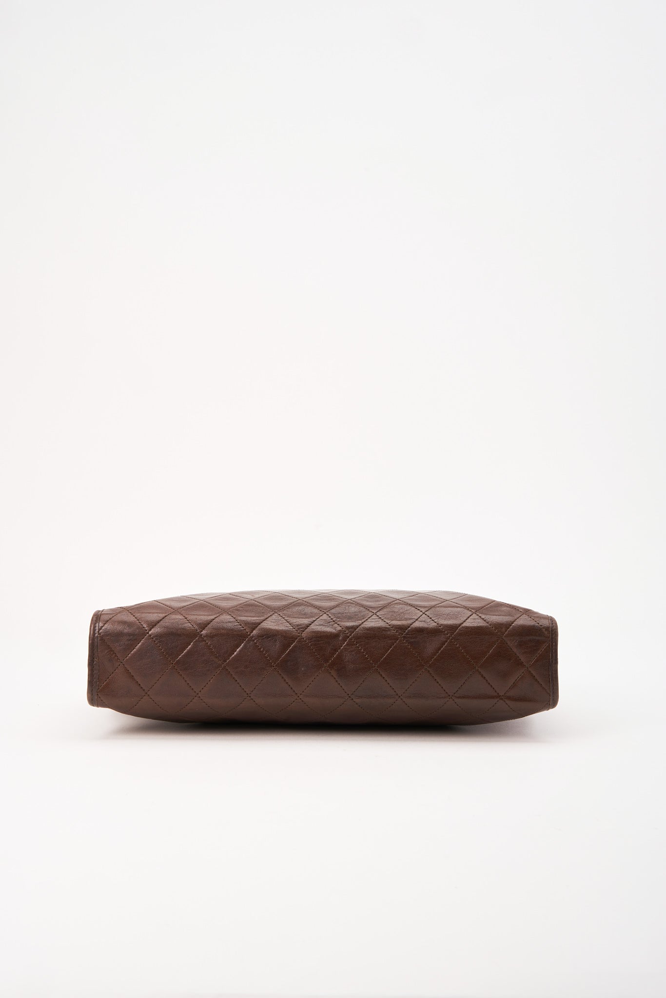 Chanel Brown Leather Clutch Bag With 24K Gold Plated Hardware