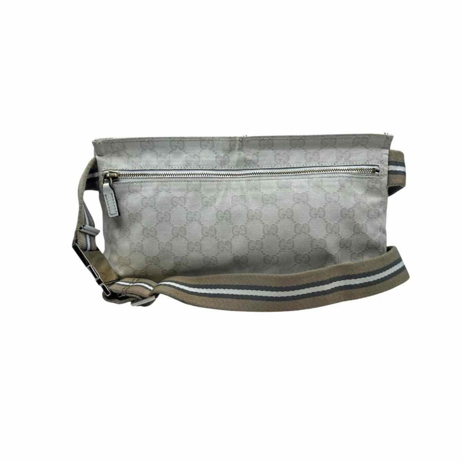 GUCCI White Canvas Monogram Waist Bag | Studio Nafay