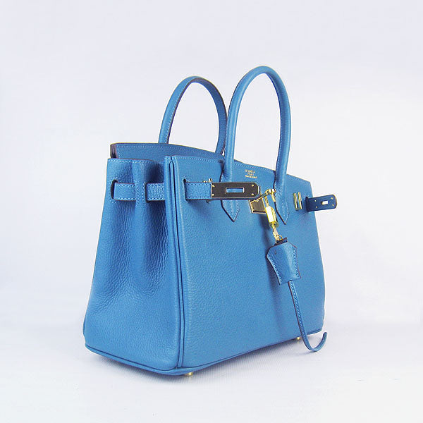 Hermes Birkin 30cm Togo Leather Handbags Blue Golden | Studio Nafay