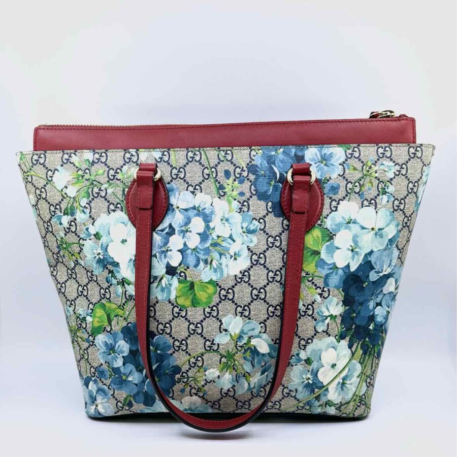 GUCCI Beige, Blue Coated canvas Floral Tote | Studio Nafay