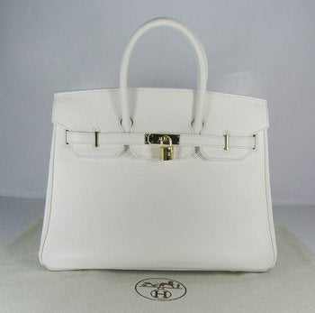 Hermes Birkin 35cm Togo Leather Handbags White Gold | Studio Nafay