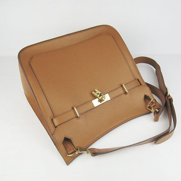 Luxury Hermes Leather Shoulder bag light coffee golden | Studio Nafay