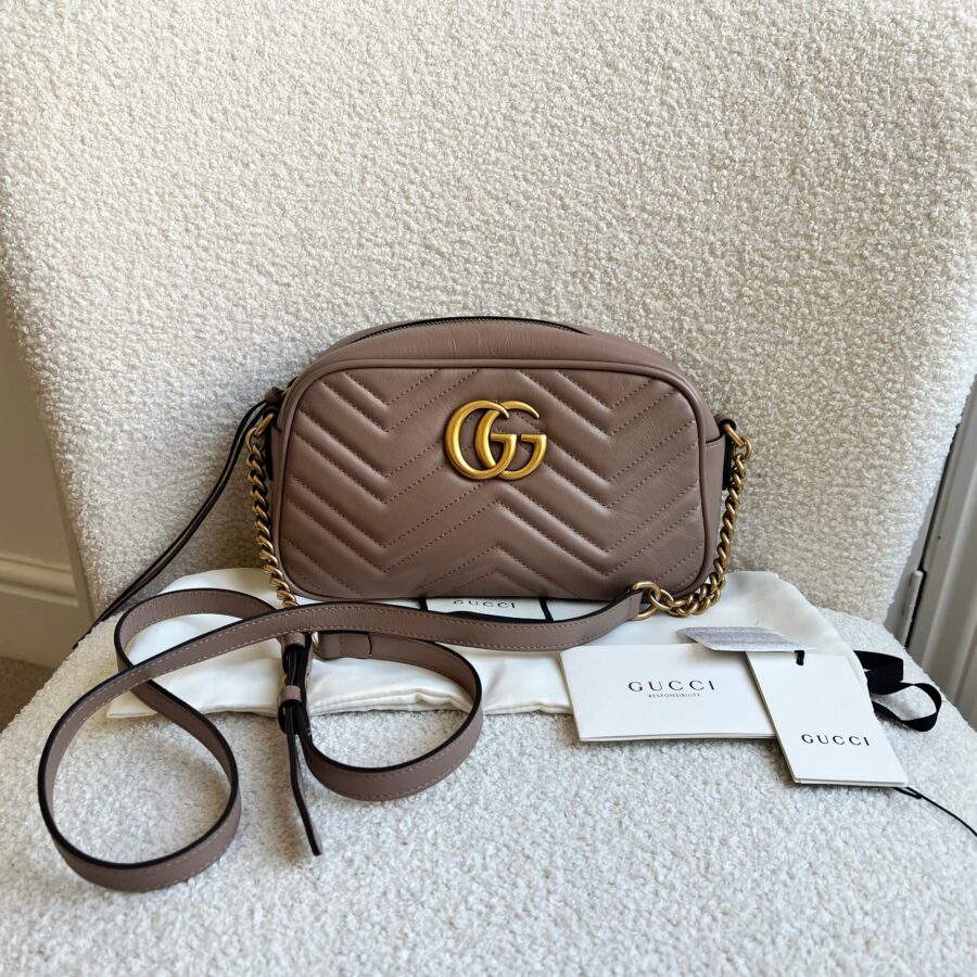 Gucci GG Marmont Dusty Pink Small Shoulder Bag (RRP £1440) | Studio Nafay