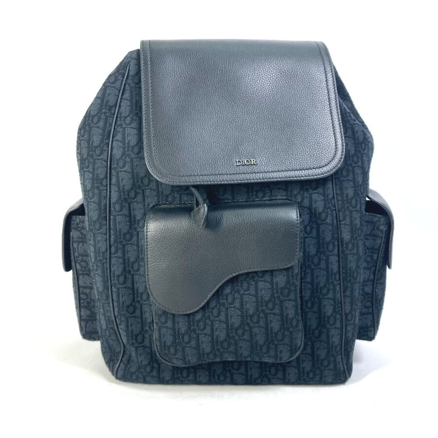 Dior Backpack 1ADBA161YKS Canvas / leather Navy 23Stainless Steel Saddle Oblique mens | Studio Nafay