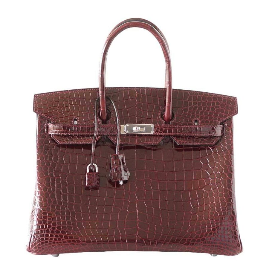 HermesBirkin 35 Bordeaux Porosus Crocodile Bag | Studio Nafay
