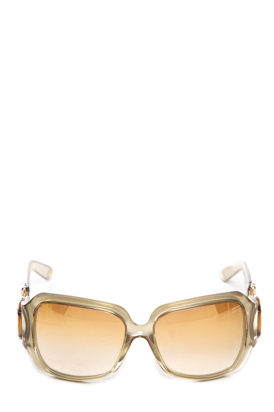 Gucci Olive Bamboo Horsebit Oversized Square Sunglasses