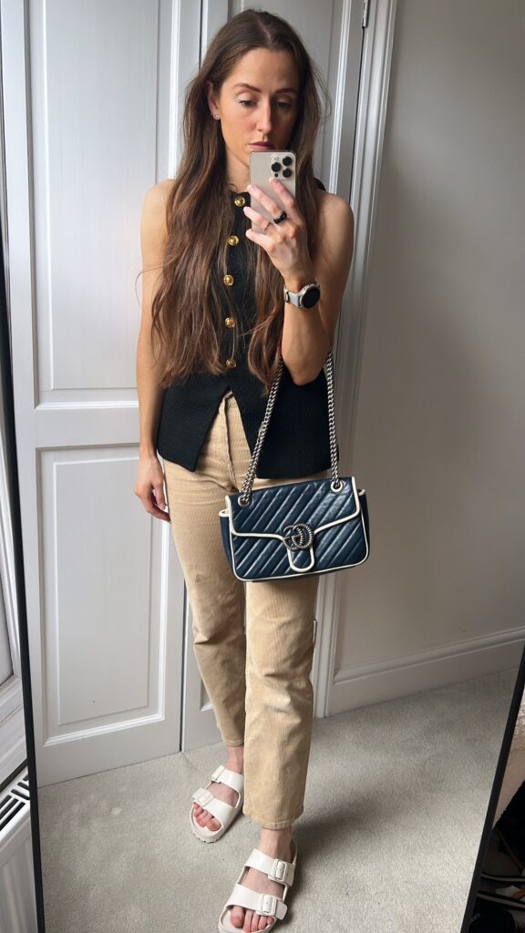 Gucci GG Navy and White Torchon Marmont Small Shoulder Bag - Product Image 2