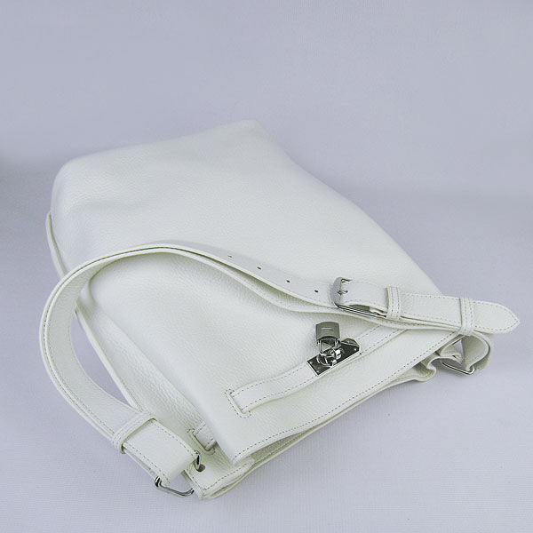 Luxury Hermes Nappa Leather Shoulder Bag white Silver | Studio Nafay