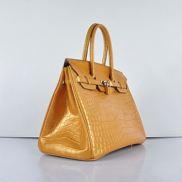 Hermes Birkin 35cm 6089 New Golden Crocodile Vein Handbags Gold | Studio Nafay