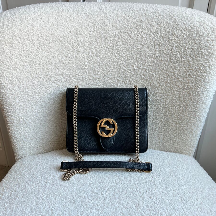 Gucci Interlocking GG Black Small Shoulder Bag | Studio Nafay