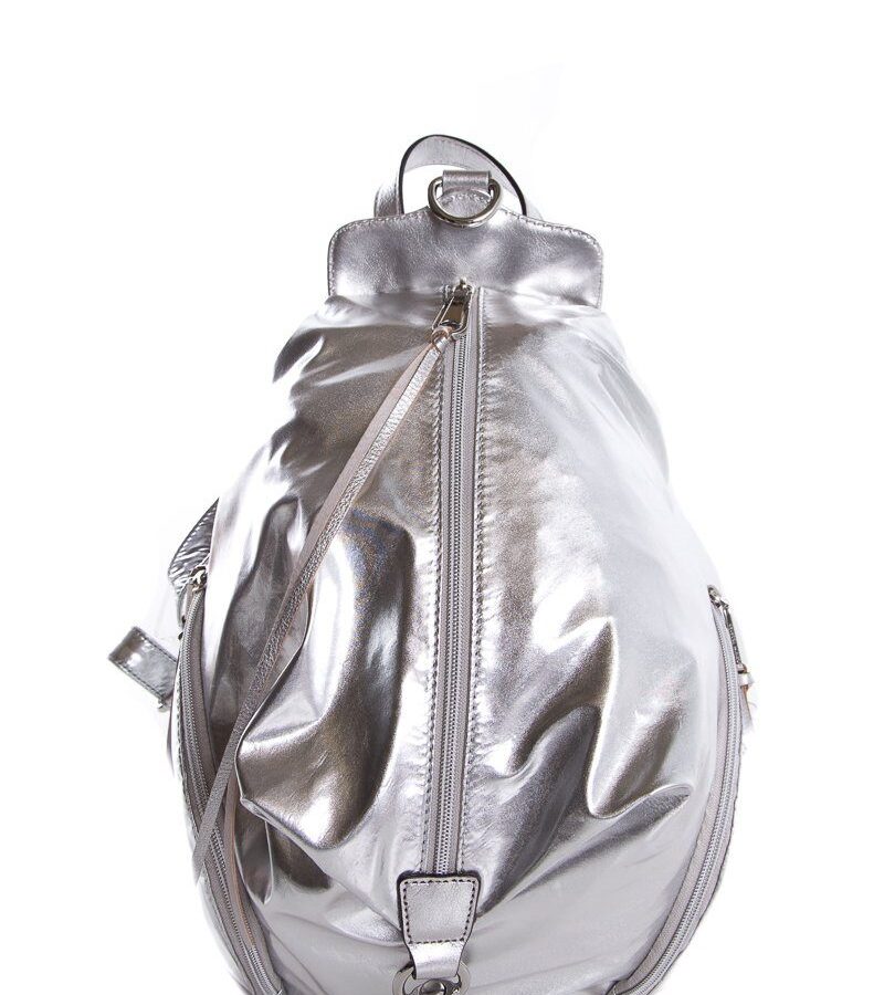 Rebecca Minkoff Silver Metallic Backpack | Studio Nafay