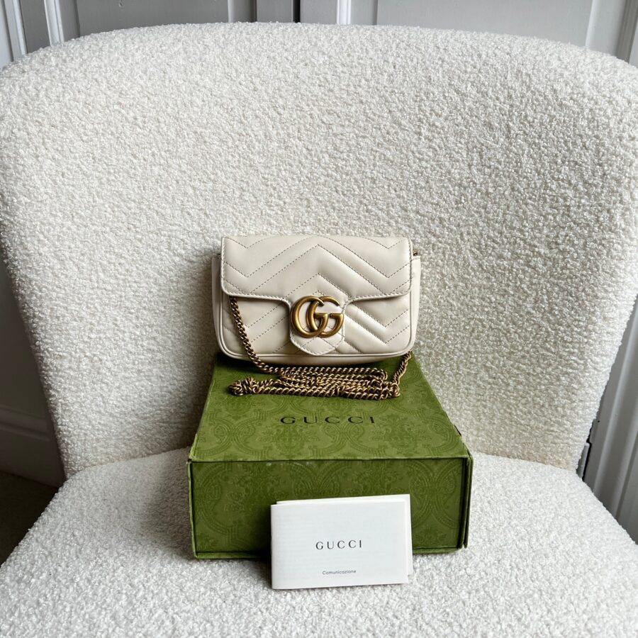 Gucci GG White Marmont Super Mini Shoulder Bag (RRP £1080) | Studio Nafay