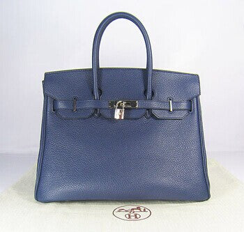 Hermes Birkin 35cm Togo Leather Handbags Dark Blue Silver | Studio Nafay
