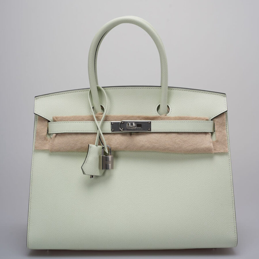 Hermes Birkin Sellier 30 Bag In Vert Fizz Epsom Leather With Palladium Hardware from | Studio Nafay