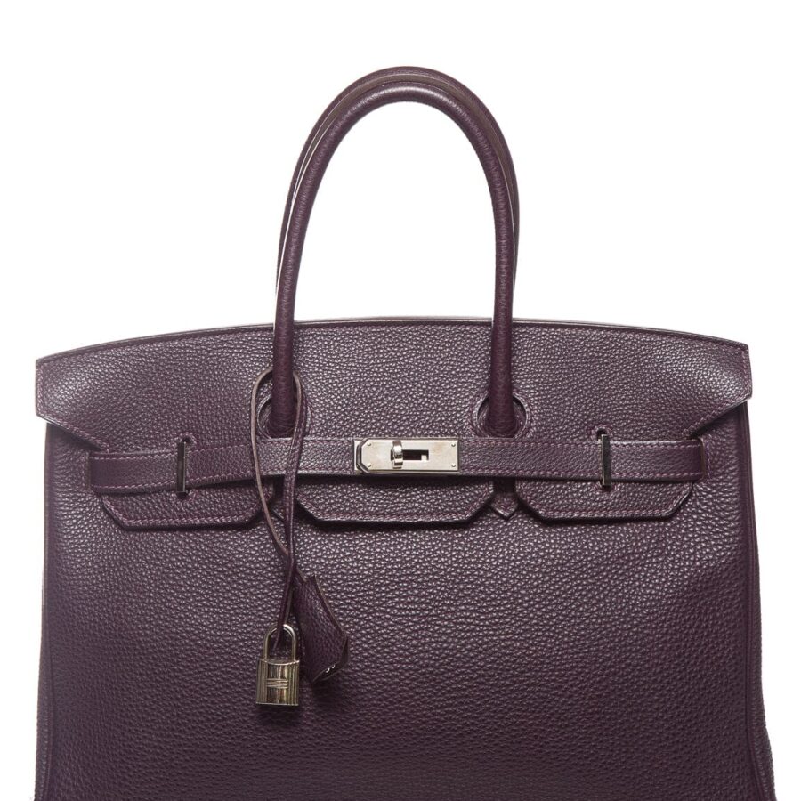 Hermès Raisin Clemence Leather Palladium Hardware 35cm Birkin Handbag | Studio Nafay