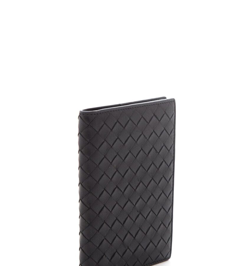 Bottega Veneta Black Woven Intrecciato Passport Holder | Studio Nafay