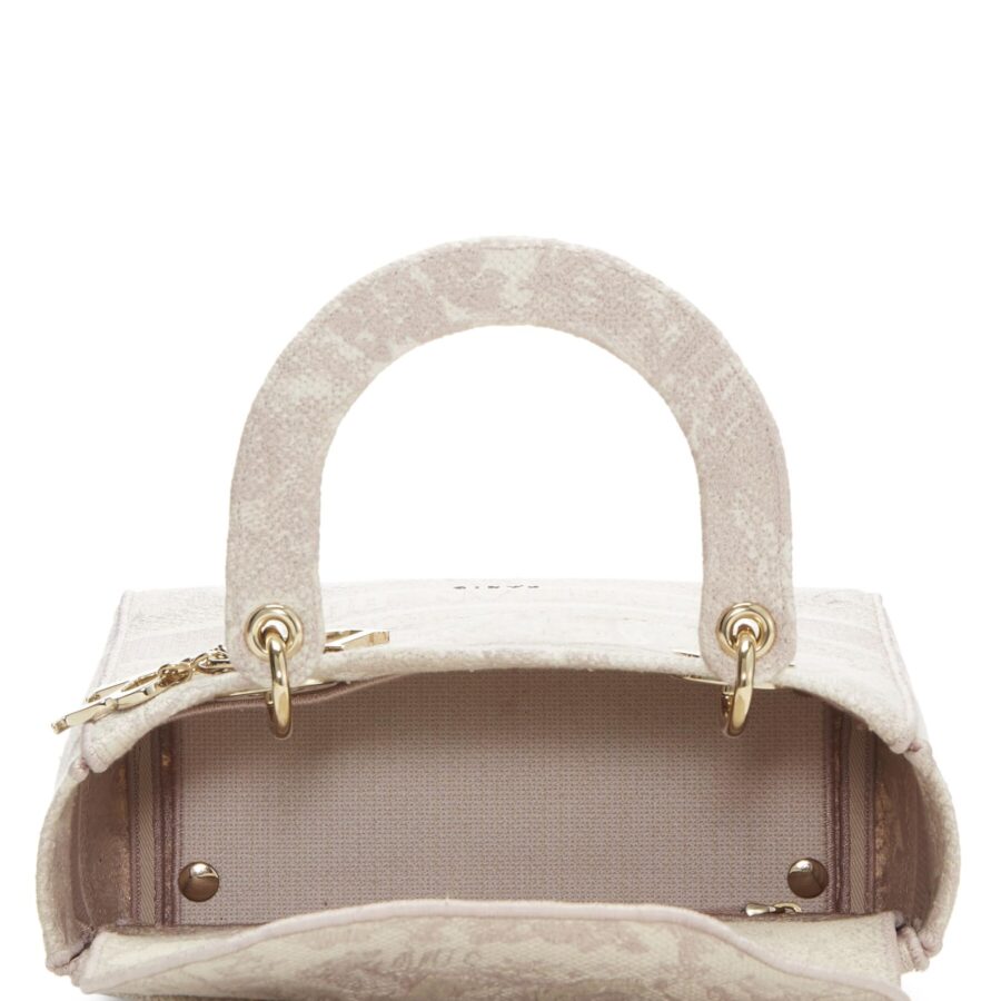 Dior, Pink Embroidered Canvas Lady D-Lite Medium, Pink | Studio Nafay