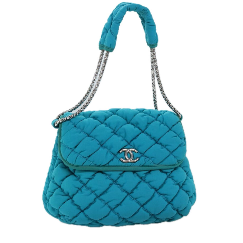 CHANEL Chain Shoulder Bag Nylon Blue CC Auth 74407A - Product Image 2