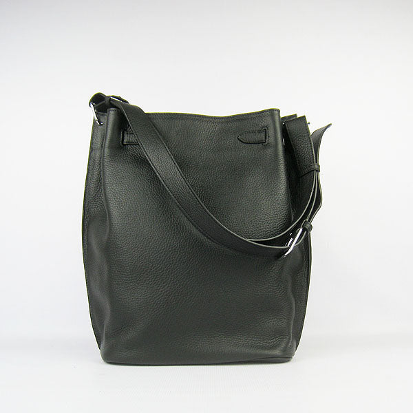 Luxury Hermes Nappa Leather Shoulder Bag black Silver | Studio Nafay