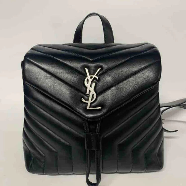 Ysl Calfskin Y Quilted Monogram Loulou Backpack Black Leather, Small | Studio Nafay