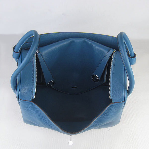 Luxury Hermes Lindy 34cm handbag 6208 blue Silver | Studio Nafay