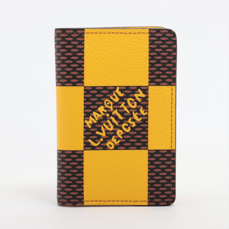 Louis Vuitton Damier Organizer Do Push Brown x Yellow Card Case | Studio Nafay