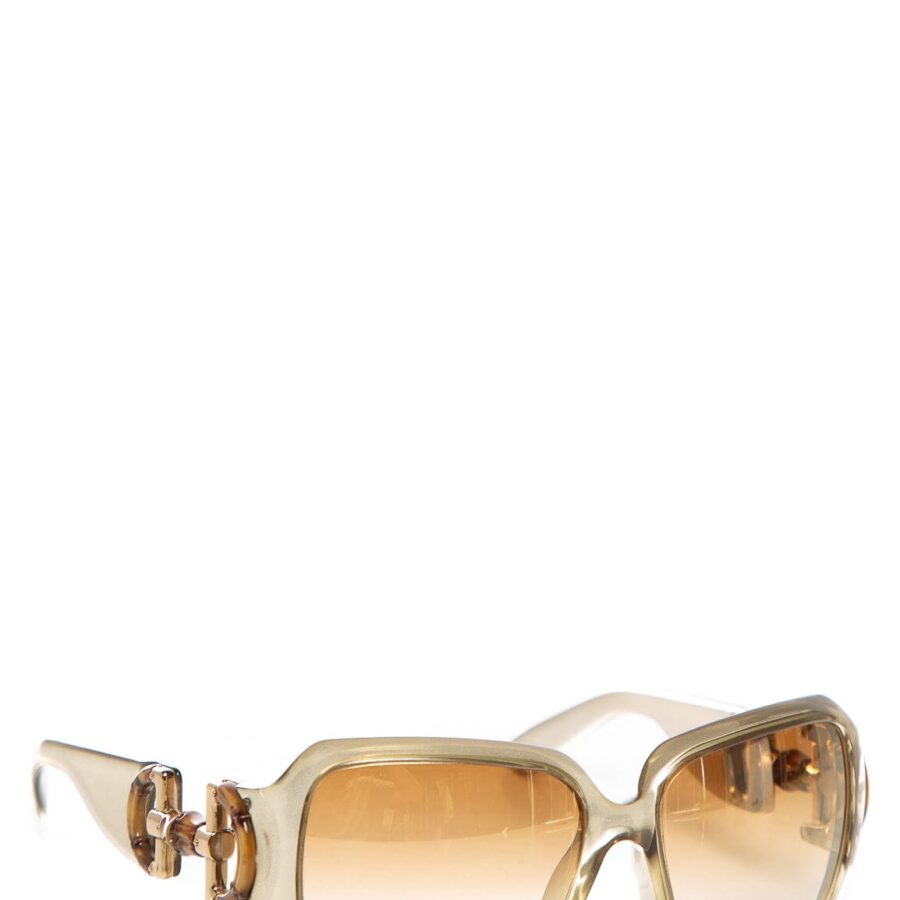 Gucci Olive Bamboo Horsebit Oversized Square Sunglasses | Studio Nafay