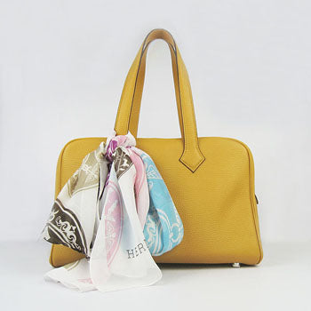 Luxury Hermes Togo leather handbag yellow