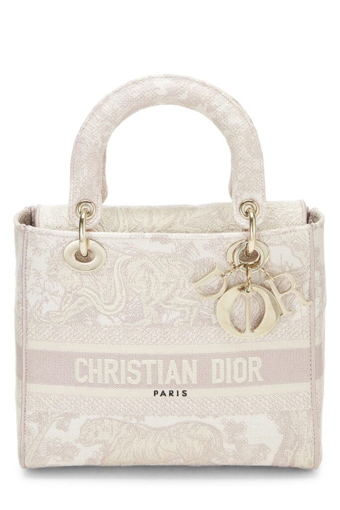 Dior, Pink Embroidered Canvas Lady D-Lite Medium, Pink - Product Image 2