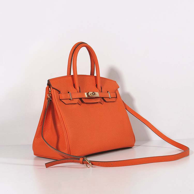 Hermes 30cm Birkin Bag Togo Leather with Strap Orange Gold | Studio Nafay
