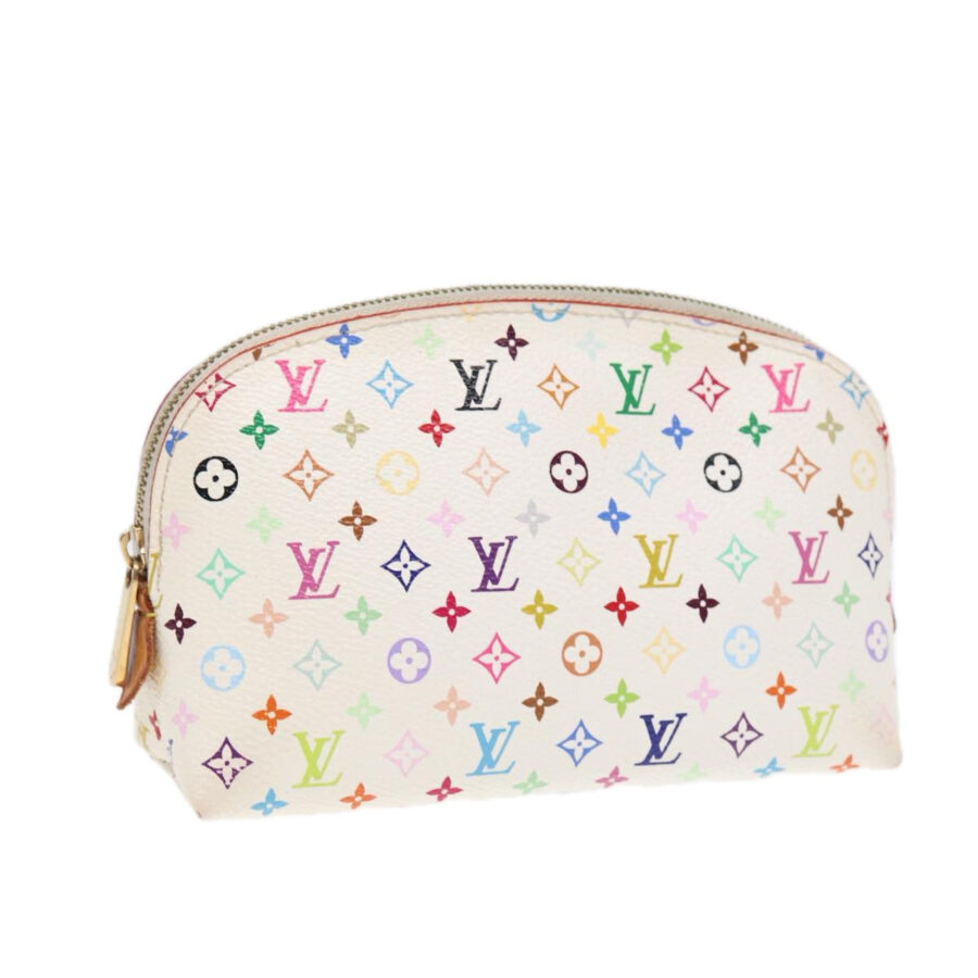 LOUIS VUITTON Multicolor Pochette Cosmetic PM Pouch White LV Auth 87359 | Studio Nafay