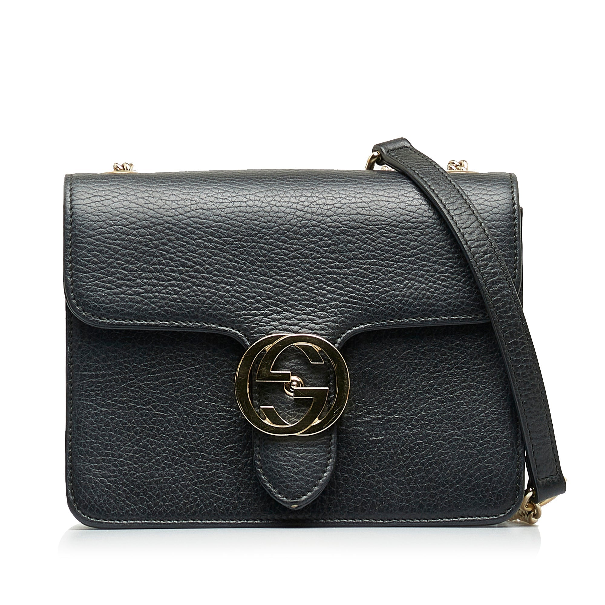 Gucci Interlocking G Black Dollar Calfskin