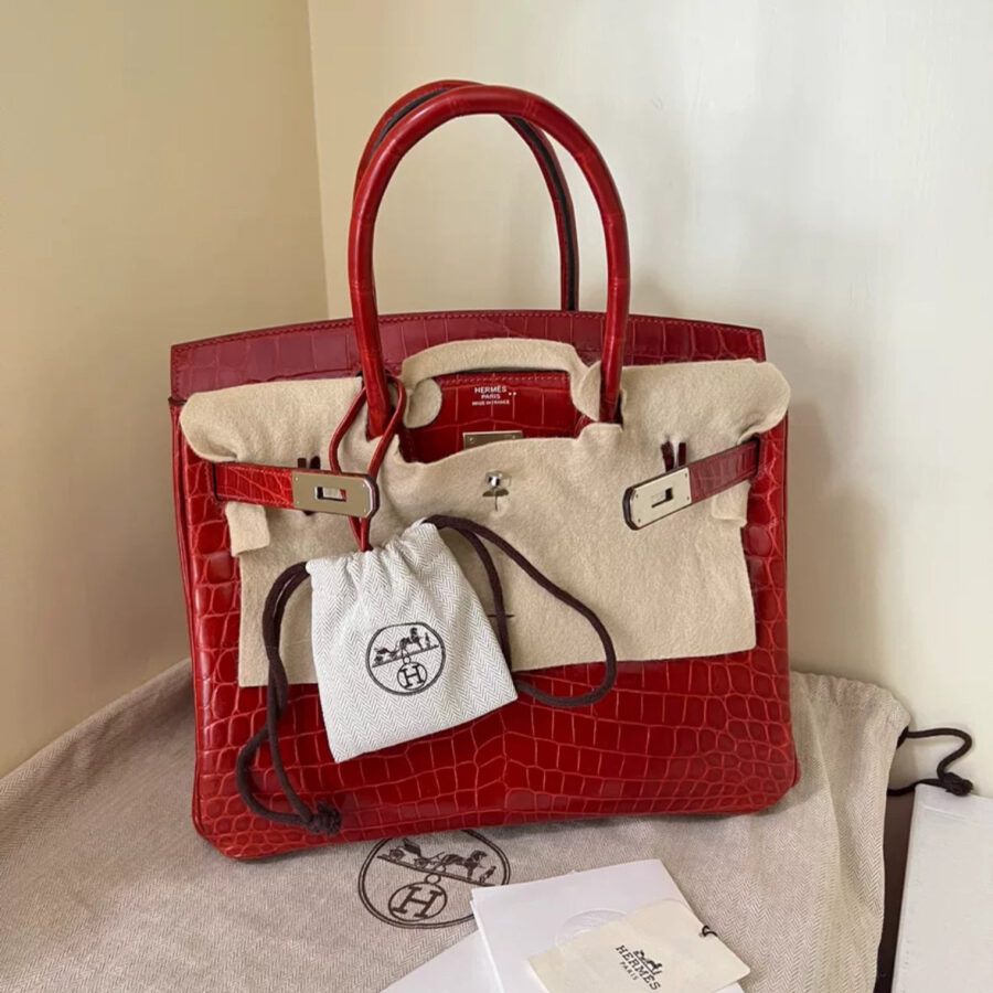 Hermes Birkin 30 Bag In Braise Shiny Niloticus with Palladium Hardware | Studio Nafay