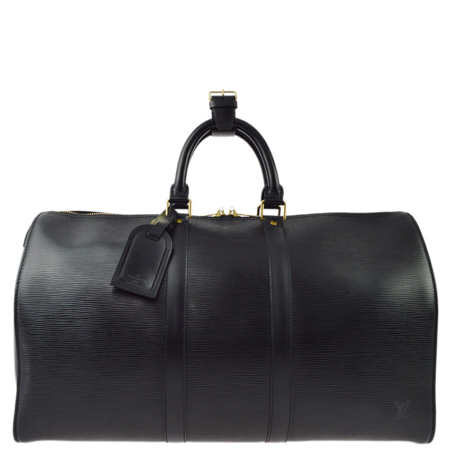 Louis Vuitton Black Epi Keepall 45 Travel Duffle Handbag