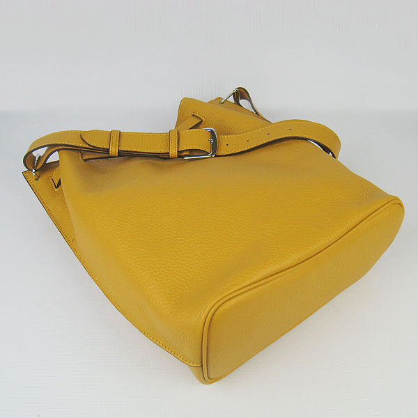 Luxury Hermes Nappa Leather Shoulder Bag yellow Silver | Studio Nafay