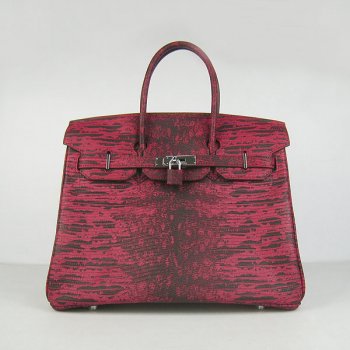 Hermes Birkin 30cm Lizard Pattern Handbag 6088 Red/Silver | Studio Nafay