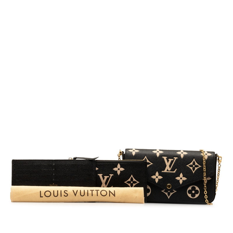 Louis Vuitton Monogram Implant Bi-Color Pochette Felice Chain S Wallet Black Beige Leather Louis Vuitton | Studio Nafay