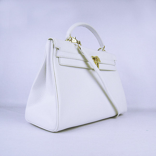 Luxury Hermes Kelly 35cm Togo Leather Handbag White/Golden | Studio Nafay