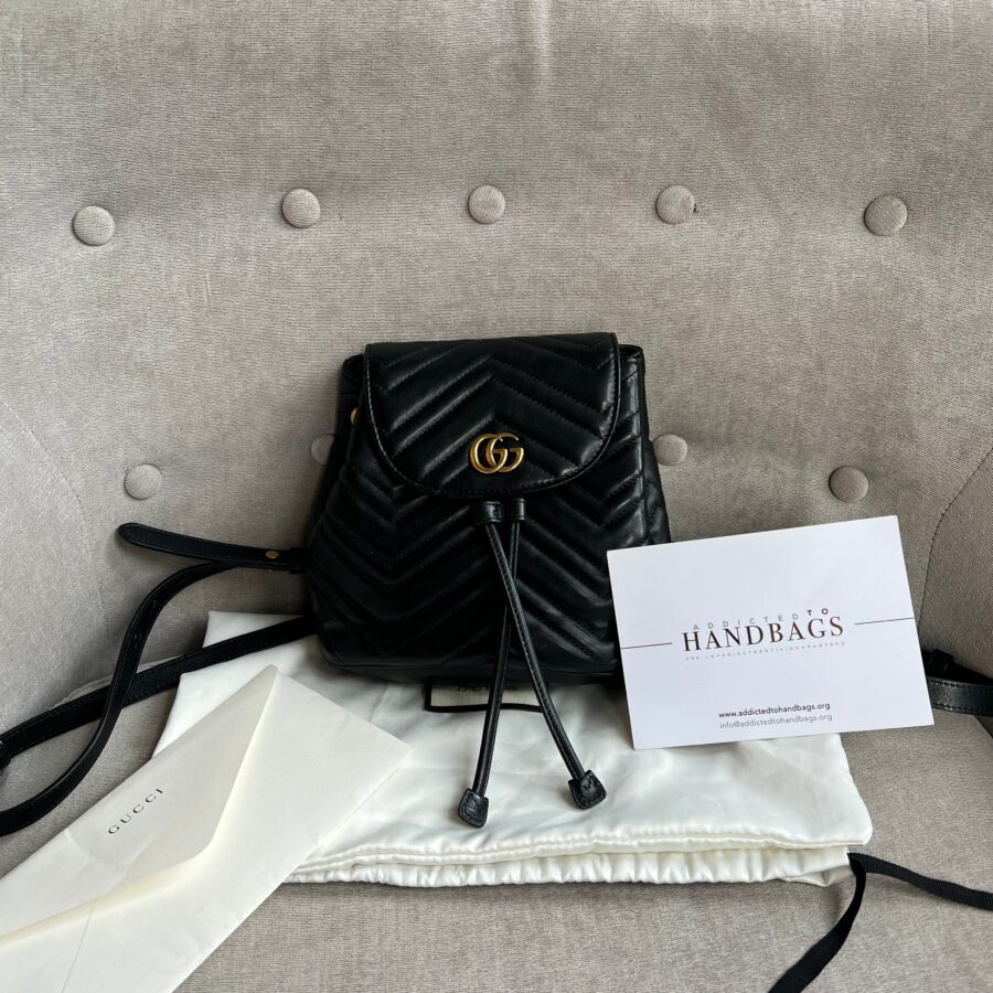 Gucci GG Black Mini Marmont Backpack | Studio Nafay