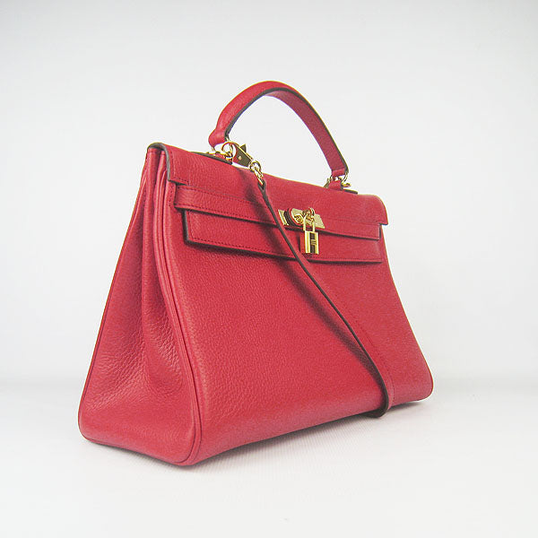 Luxury Hermes Kelly 35cm Togo Leather Handbag Red/Golden | Studio Nafay