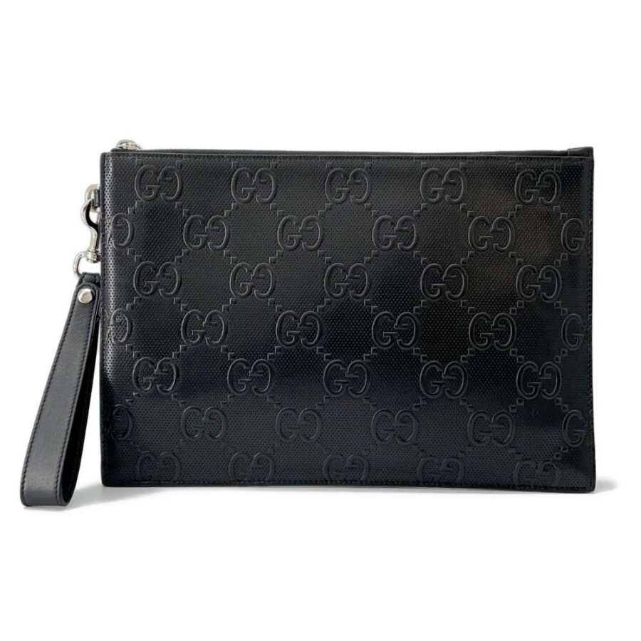 GUCCI GG embossed Clutch Bag Black 625569 Leather | Studio Nafay