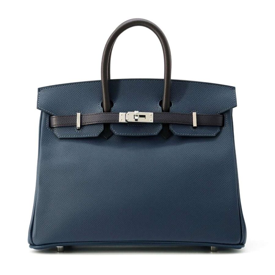 HERMES Birkin tricolor Blue de Prusse/ Blue Indigo/ Black Epsom Size 25 | Studio Nafay