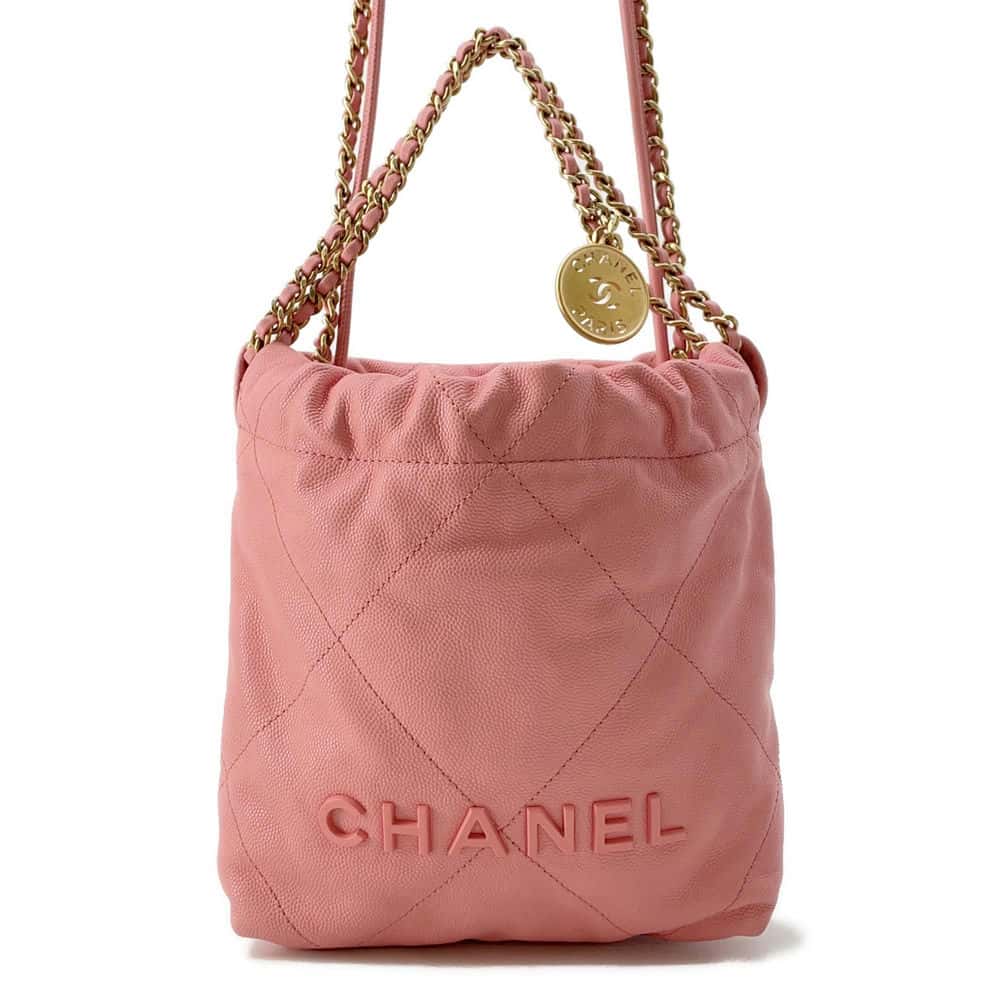CHANEL CHANEL 22 Handbag Pink Shiny Calf Leather Size Mini