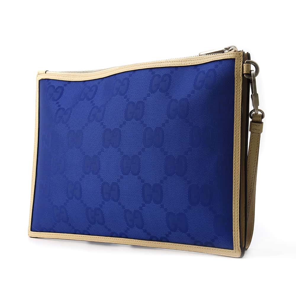 GUCCI Off the Grid Clutch Bag Blue/Ivory 625598 Nylon