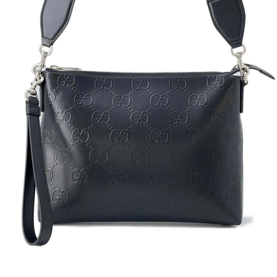 GUCCI GG-embossed messenger bag Black 696009 Leather | Studio Nafay