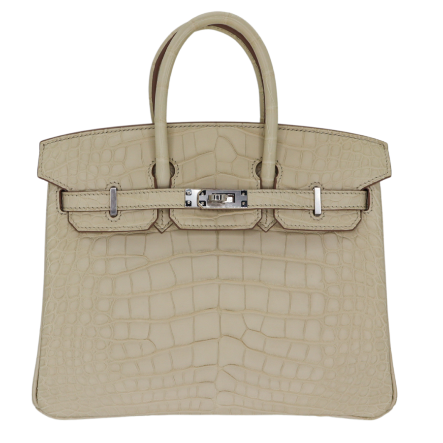 Hermes25cm Birkin Beton Matte Alligator Palladium Hardware | Studio Nafay