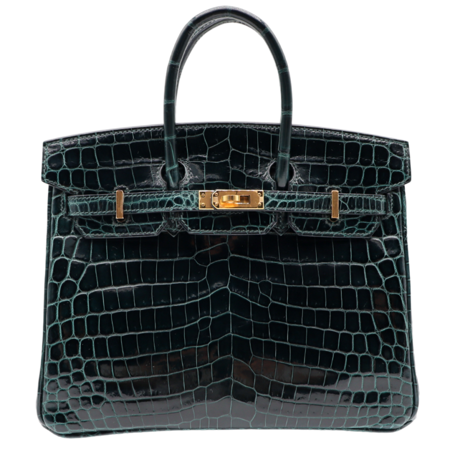 Hermes25cm Birkin Vert Cypress Shiny Niloticus Crocodile Gold Hardware | Studio Nafay